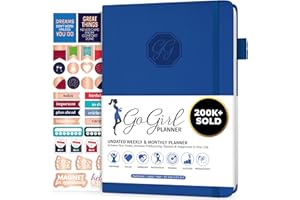 GoGirl Planner Pour Femmes - Agenda Hebdomadaire Format Compact, Journal Des Objectifs et Agenda Pour Améliorer la Gestion Du Temps. Non Daté - Commence à n'importe Quel Moment, Dure 1 An - Bleu Roi