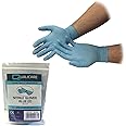 Qualicare 5 PAIRS ONE SIZE BLUE OPAQUE NITRILE PREMIUM DISPOSABLE NON-STERILE MEDICAL FIRST AID POWDER LATEX FREE DURABLE MULTIPURPOSE LAB TATTOO VET DENTIST MEDIC INDIVIDUALLY PACKED PAIRS OF GLOVES