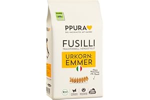 PPURA Bio Fusilli Emmer Pasta 500 g, 100% natürliche Spiralnudeln aus dem Urkorn Emmer, Made in Italy - italienische Nudeln ohne Zusatz-, Farb- oder Konservierungsstoffe