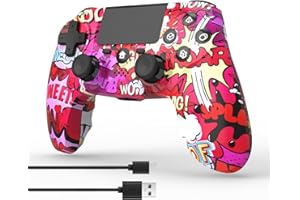 DYONDER Controller wireless per PS4, Gamepad remoto senza fili con/doppia vibrazione / 6 assi sensore di movimento/funzione audio, controller di gioco ampiamente compatibile con PS4 / PC/iOS (Graffiti)