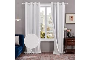 Deconovo Cortinas Salon Modernas 2 Piezas Opacas Termicas para Dormitorio Habitacion 140x245cm Blanco