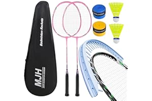 ‎MANJHONG MANJHONG Badmintonschläger Set Federballschläger für Anfänger, Freizeit mit Federbälle, Griffbänder und Schlägertasche
