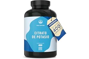 Citrato de Potasio - 2222 mg Alta Dosis - 400 cápsulas (6 meses) - Potasio elemental procedente del citrato de potasio - Potassium - Vegano y sin aditivos - TRUE NATURE