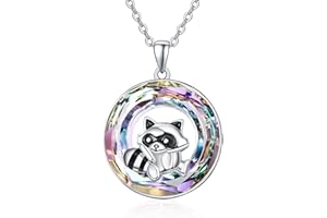 TANGPOET Kristall Halskette, 925 Sterling Silber, Tier/Herzschlag/Infinity Halskette, Kristalle Anhänger, Geschenke für Frauen Damen Mädchen