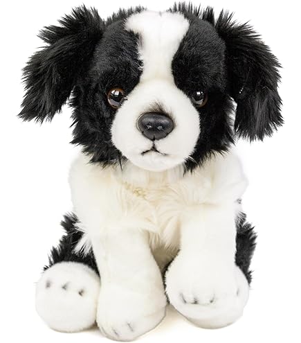 Aurora 12 in. Adorable Flopsie Border Collie Puppy Dog Plush Stuffed