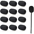 AQSQWQ 12 Bonnettes pour Micro-cravates, Mini Microphone Casque Pare-brise, Protecteur de Microphone Noir