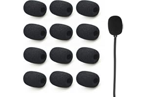 AQSQWQ 12 Bonnettes pour Micro-cravates, Mini Microphone Casque Pare-brise, Protecteur de Microphone Noir