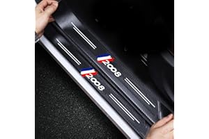 RIDGOEL 4 Piezas Protectores de Umbral de Puerta de Coche de Fibra de Carbono para Peugeot 2008, Decoración para Estribos Pegatinas Protección de Umbral de Puerta 2008