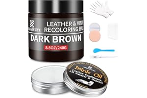 SHADAIWUYU Kit Reparation Cuir,240g Teinture Cuir Marron Foncé avec 100ml Entretien,Peinture Cuir Liquide pour Réparer les éraflures et la Décoloration sur Canapés,Vinyle, Sièges d'auto, Chaussures et Selles