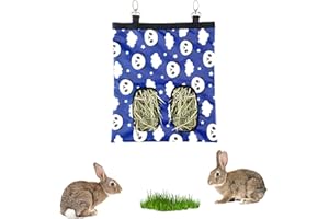 FuninCrea Sac à Foin pour Lapin, Sac à Foin pour Chinchilla, Sac à Foin Suspendu pour Cochon d'Inde, Sac à Foin en Tissu Oxford pour Lapin, Hamster et Autres Petits Animaux (A)
