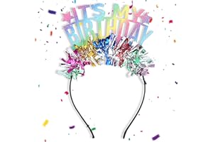 oruola Haarreif Geburtstag,Bunte Seine Mein Geburtstag Stirnband,Geburtstagstirnband für Mädchen,Glitter Regenbogen Quaste Tiar,Prinzessin Regenbogen Geburtstags Tiara,IT'S MY BIRTHDAY Tiara Zubehör