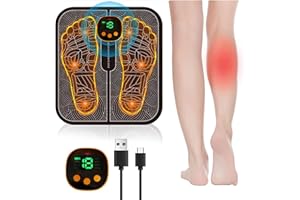 LEMENG EMS Foot Massager,Folding Portable Feet Massage Machine,Electronic Muscle Stimulatior Massage Mat,8 Modes 19 Intensities Relax Muscles