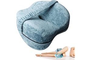 VEGOATY Kniekissen Für Seitenschläfer, Lagerungskissen Knie Mit Gürtel, Orthopädisches Kniekissen, Memory Foam Kissen Für Stützt Beine, Knie, Hüfte Rücken Und Schwangerschaft, Abnehmbar Und Waschbar