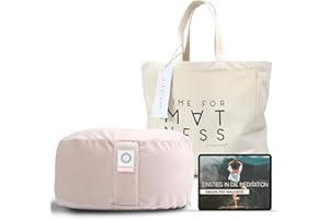 ‎AGREENIE aGreenie® Yogakissen Meditationskissen/Yoga Kissen mit Buchweizen-Füllung/Yogakissen rund aus Samt/Yoga-Kissen Sitzhöhe 15cm / inkl. Meditations-Ebook & Tasche