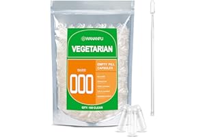 WANANFU Size 000 Empty Capsules Vegetarian (100 Count) Bundle with Micro Lab Spoon with Powder Tamper, Compatible with Capsule Filling Machine