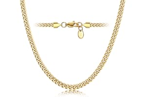 Roheafer Cadena de Plata/Cadena de Oro para Hombre Niño 316L Acero Inoxidable Cubano Cadena de Enlace para Mujer 4/5/6mm 18K Chapado en Oro Collar de Cadena Miami Curb 46/51/56/61/66/76 Centímetro