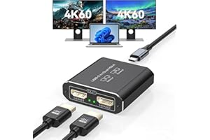 JCYMELE Dual 4K@60Hz Extended Display USB C auf Dual HDMI Adapter für 2 Monitore Typ C Port zu HDMI Splitter 1 in 2 Out Gleichzeitig für Laptops MacBook Pro Air [macOS nur Support SST Mode]