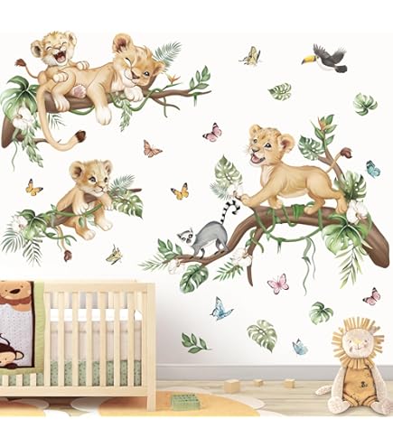 Stickers Muraux Simba Et Nala Roi Lion - Vinyle Décor Chambre 62x57cm