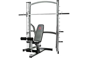 Marcy SM1000 Deluxe Smith Machine – Squat Rack Sentadillas con peso guiado – Banco de musculación olímpico 7 posiciones con Curl de piernas