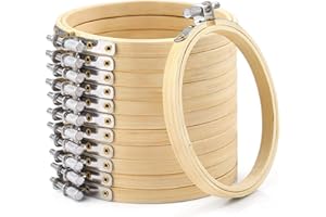 Caydo 12 Stück Stickrahmen 10cm Mini Bambus Stickrahmen Holz Rund Klein Ring für Weihnachtsdekoration, DIY Kunsthandwerk