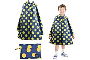 Drwosm Imperméable Enfant Manteau Imperméable Unisex Cape Pluie pour Garçons et Filles Réutilisable Poncho de Pluie EVA Protection contre la pluie Pliable avec Capuche, Boutons et sac de Rangement,XL