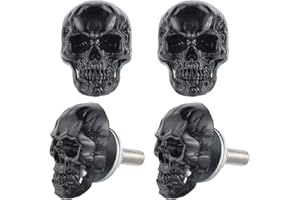 Temzzer Skull License Plate Bolts Anti-Theft Car Tag Frame Screws for Most Vehicle Motorcycle 4 PCS (Black)