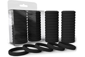 Levani® Lot de 50 Élastiques à Cheveux - Élastiques à Cheveux en Coton de Haute Qualité - Élastiques à Cheveux pour Hommes et Femmes - Chouchou Noire - Attaché Cheveux - 50 Pièces (Noir Ø 4 cm)