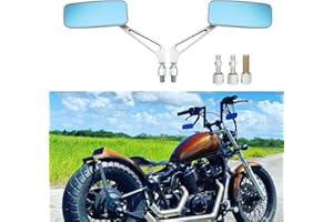 BREDUXSER 8mm/10mm noir moto Rectangle rétroviseur guidon aile rétroviseur pour Bobber Cruiser Choppers Touring ATV Sport vélo (Argent)