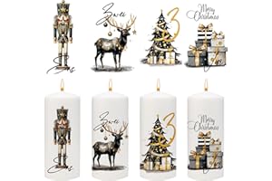 Joxessaien Advent Kerzen Tattoo 6-8cm | Adventskalender Zahlen & Nussknacker Hirsch | Weihnachts Kerzenaufkleber Stumpenkerze Schwarz Gold