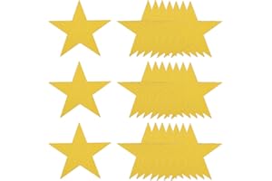 sourcing map Gold Glitter Star Cutouts Decoration, 50 Pcs 6" Paper Star Confetti Cutouts Stars Shiny for Bulletin Board Wall Classroom Party Supplies