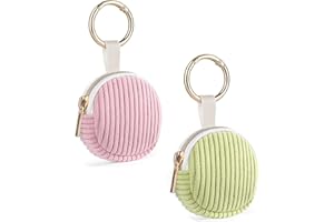 PLAYEXEN Lot de 2 Pochette Bijoux Mini Trousse Rangement Boucle d'Oreille en Velours Côtelé Sac de Organisateur Multifonctionnel pour Colliers Bracelets Boite a Bijoux Voyage Femme 5,6*5,9*2,1cm(Verte&Rose)