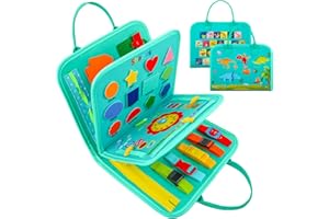 Clomnpe Busy Board Montessori pour Enfants,4 Couches Planche Montessori, Tableau Sensoriel d'Activités pour Apprendre Motricité Fine,Jouets éducatifs Jeux Montessori pour Garcon Fille BéBé