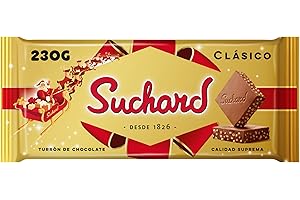 Suchard Turrón de Chocolate con Leche y Arroz Inflado, Tradicional Dulce Navideño, Textura Crujiente y Sabor Intenso - 230 g