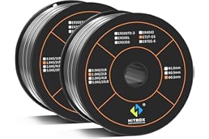 HITBOX Filo di saldatura E71T-GS per saldatore MIG senza gas, autofelmato, 1 kg, 0,8 mm, filo di saldatura senza gas, per saldatura, in acciaio inox, 2 pezzi