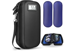 CWAWF 24h Insulin Cooler Travel Case TSA Approved Medication Cooler with Thermometer Temperature Display & 2 Reusable Ice Packs, Portable Diabetes Refrigerated Medicine Travel Bag for Daily Life Trip