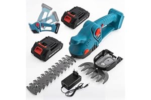 CHANGEMOORE 21V 2-in-1 Akku Gras und Strauchschere, 2x2.5Ah Grasschere Akku, Rasenkantenschneider Akku, Akku Heckenschere Klein, Verstellbarer Kopfwinkel(Arbeitsdauer: 5 Std., Ladezeit: 1-1,3 Std)