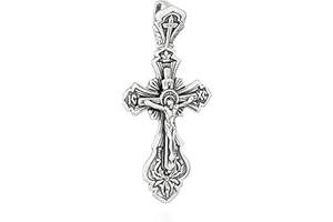 NKlaus Kettenanhänger Jesus Kreuz 925 Silber Orthodoxe Anhänger Glaubenssymbol K45