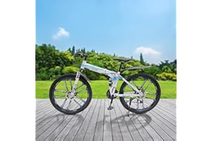 CHIMHOON 26 Zoll Mountainbike für Erwachsene Faltbar 21 Gang Tragbar Fahrrad Dual Brake Anti-Rutsch-Fahrrad Geeignet für Männer und Frauen über 160cm in der Höhe - Blau und Weiß