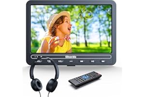 GOnavidio 10.1" Portable Car DVD Player for Kids with HDMI Input, USB/TF Card Support, AV In/Out, Region Free, Last Memory Function, Includes Wall Charger - Ideal for Road Trips & Travel