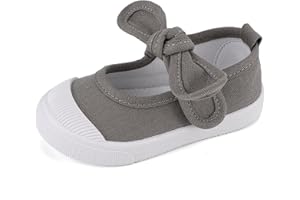 LACOFIA Chaussures Mary Jane Classiques Bowknot en Toile pour Fille Chaussures d'école pour Enfants