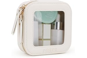 Prite Mini Trousse de Maquillage Transparente Petite Étui Cosmétique pour Sac à Main Pochette de Toilette Imperméable pour Voyages Essentiels et Organisateur de Voiture (Beige)