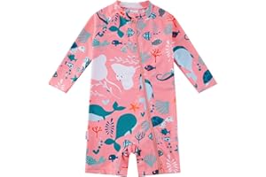 upandfast Maillot de Bain pour Bébé Garçon/Fille avec Zip Tout au Long Cuirasse pour Toddler Une Pièce Protection Solaire UPF 50+
