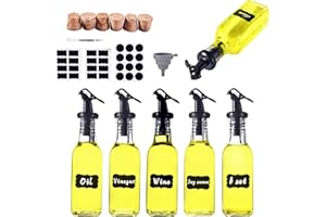 FDGAUCA Bouteille Verre 6x160ml Bouteille Pour Huile d'Olive, Fabriqué en Verre Épais Sans Plomb, Parfait Pour Distributeur Huile, Huilier en Verre, Distributeur Huile d'Olive, Verseur Huile d'Olive