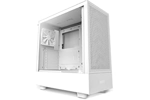 NZXT H5 Flow Blanc - CC-H51FW-01 - Boîtier PC Gaming Moyen-Tour ATX Compact – Panneau avant perforé pour une circulation d'air maximale - Panneau latéral en verre trempé