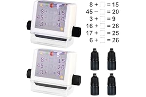 YOYIAG Lot de 2 tampons d'apprentissage numériques avec encre, stylo à math Roller avec calcul réutilisable intelligent, tampon à rouleaux Within 100 addition trois groupes d'addition et de soustraction