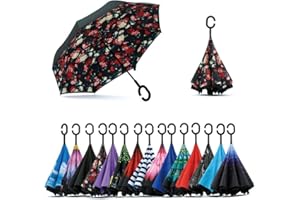 Jooayou Paraguas Invertido de Doble Capa,Paraguas Plegable de Manos Libres Autoportante,Paraguas a Prueba de Viento Anti-UV Para la Lluvia del Coche al Aire Iibre