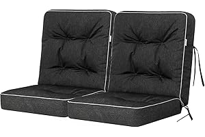 Bjird Bankauflage für Gartenmöbel, Gartenbank, Polsterauflage für Hollywoodschaukel, Auflagen für Gartenschaukelkissen, Sitzkissen, Stuhlauflage, Indoor/Outdoor - Schwarz - 100 cm (2 x 50 cm)