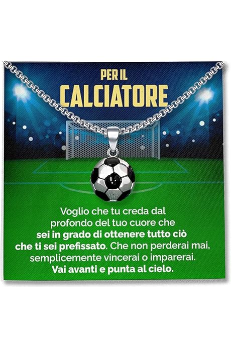 Collana Calcio Acciaio Inossidabile - Ciondolo Pallone Da Football 60cm Unisex - Foto 7