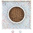 Ptlom Dog Food Mat Anti-Slip Dog Bowl Mats for Food and Water, Waterproof Pet Placemat Prevents Messy Spill to Floor, Silicone Puppy Feeding Tray for Small, Medium and Large Dogs Cats