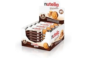 Nutella Biscuits - 84 Croccanti Biscotti con un Cremoso Ripieno di Nutella, con Farina di Frumento e Zucchero di Canna, Ideali come Colazione, Snack e Merenda, 28 Confezioni Monoporzione da 41,4 gr